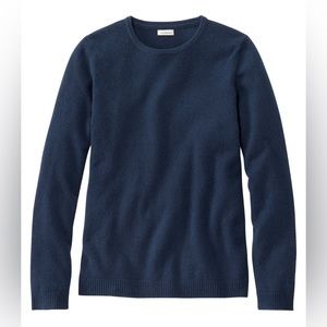 LL Bean Classic Cashmere Crew Sweater Navy Blue Large